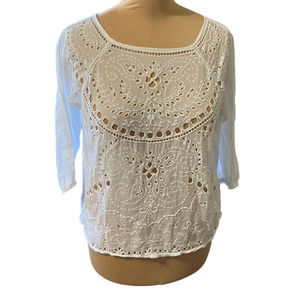 Lucky Brand White Eyelet Blouse